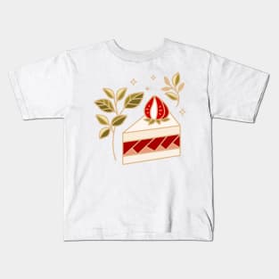 Strawberry cake and leaf branch Kids T-Shirt